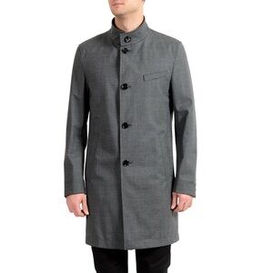 HUGO by Hugo Boss Shanty1 Men's Slim-Fit Wool Classic Gray Overcoat MSRP $695
